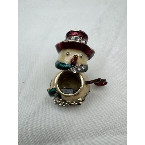 MONET SNOWMAN Collectible Enamel Rhinestone Keepsake Trinket Box with Gift Box - Picture 5 of 6